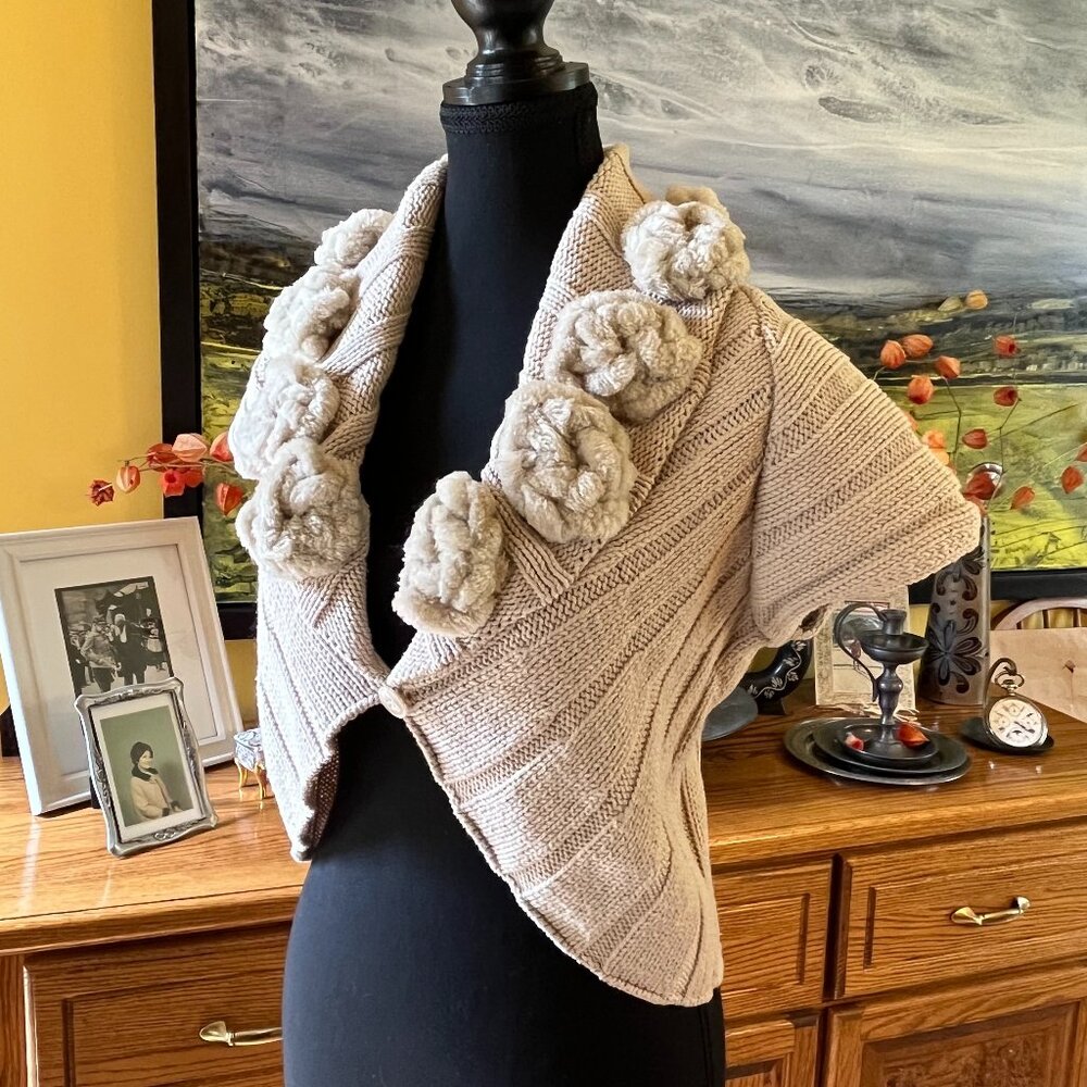 Lovely Knit Rosette Bolero Cardigan
